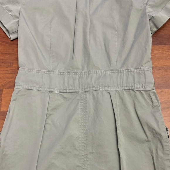 Talbots Safari Button Up Utility Shirt Dress Army Green Belted Stretch Size 6 - Picture 14 of 15